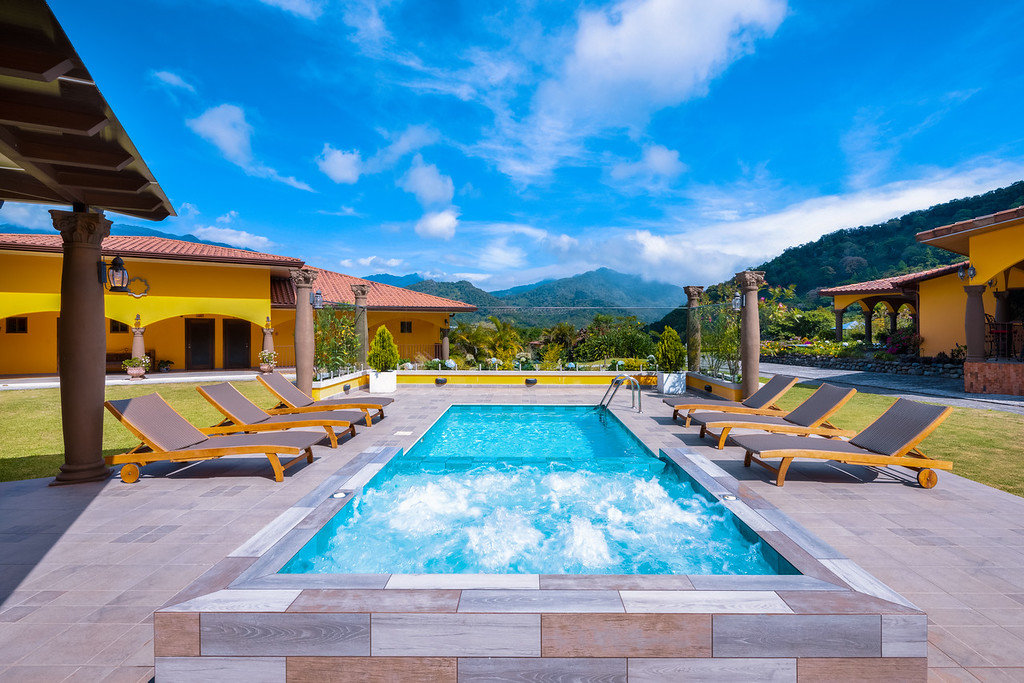 Pool with mountain views